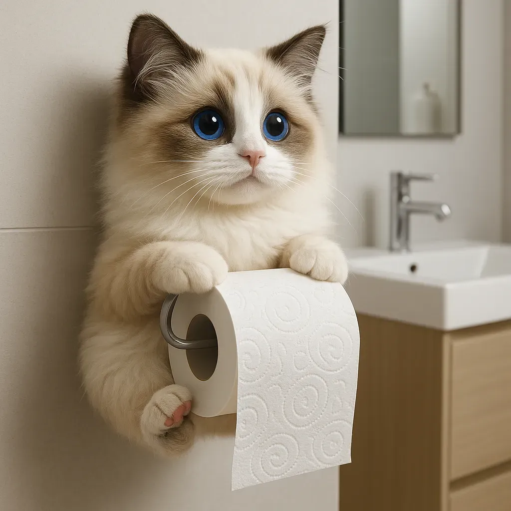 🐾 Porte-papier toilette en forme de chat – mignon et pratique !